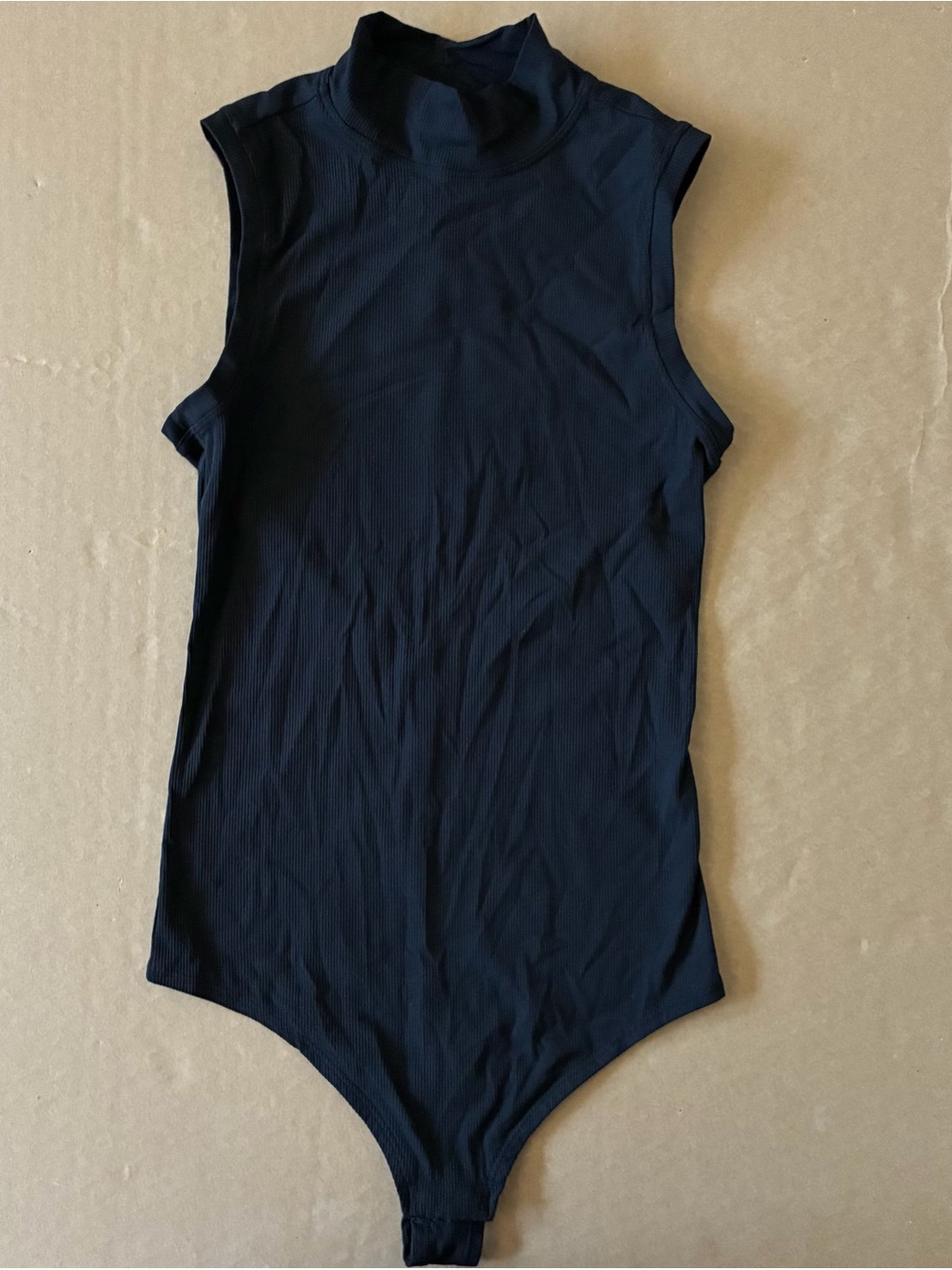 Spanx Suit Yourself Ribbed Mock Neck Sleeveless Bodysuit XS Black Elevated Basic
